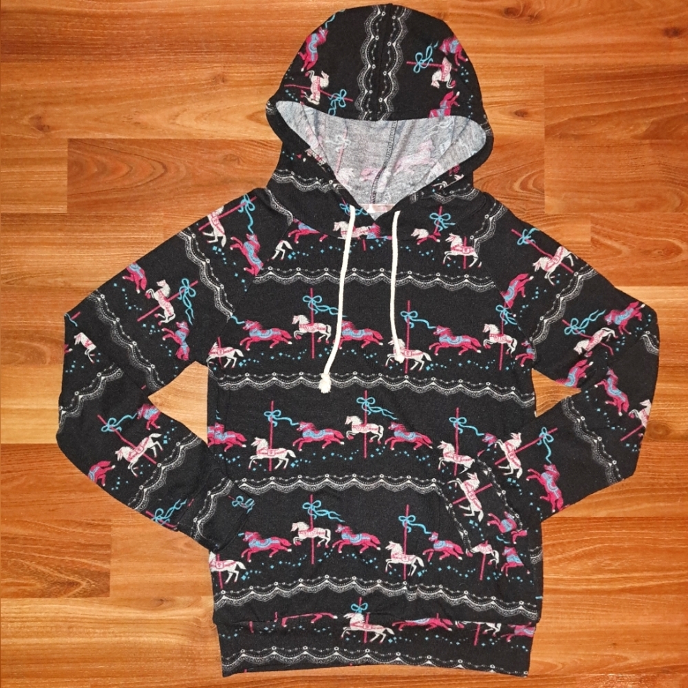 2/$25 Cute Pastel Carousel Carnival Horses Unicorn Kawaii Circus Hoodie Sweater